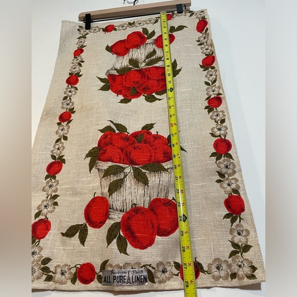 Vintage Parisian Prints Tea Towel, All Pure Linen Apple Baskets Orchard With Tag - Picture 5 of 7